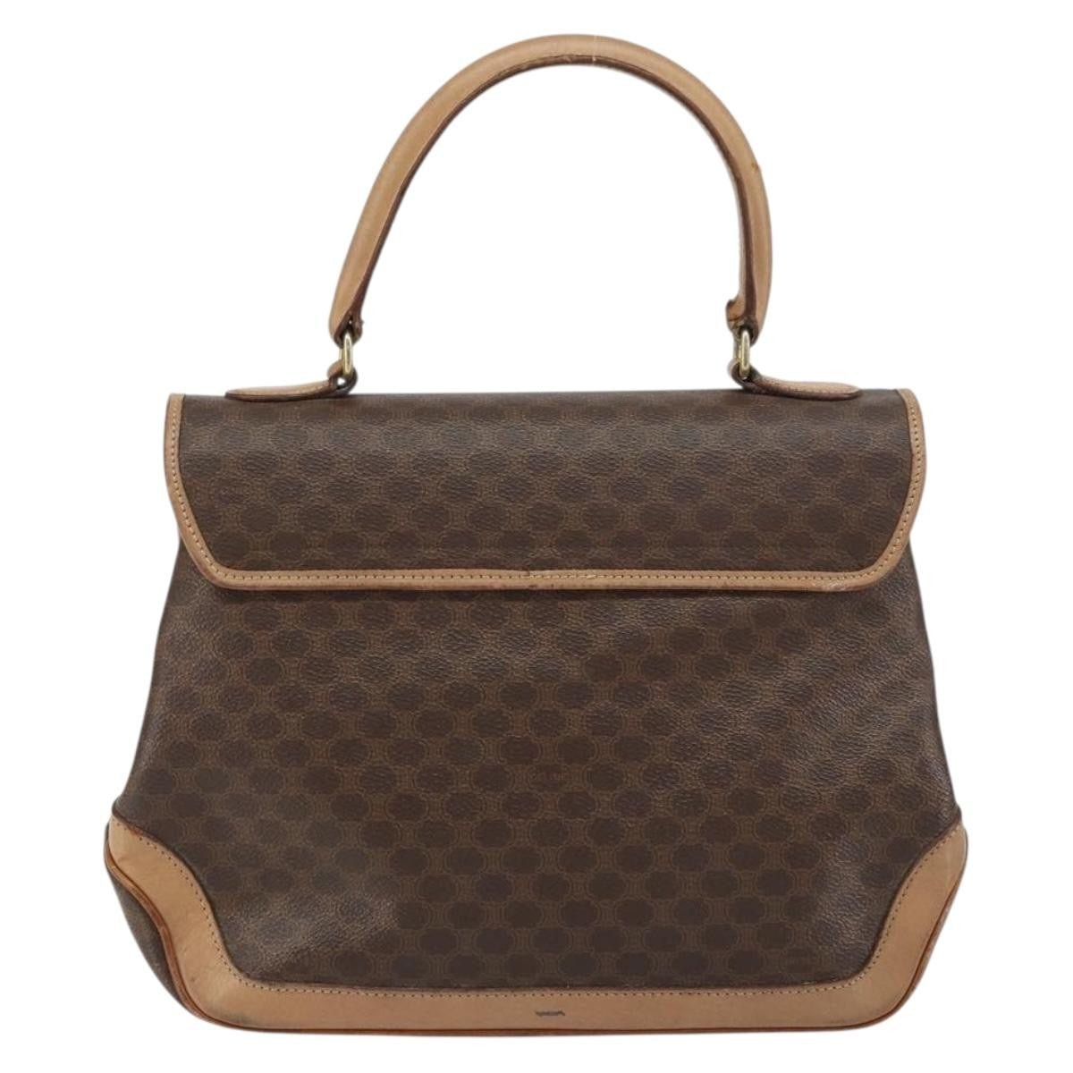 Celine Vintage Macadam Handbag Canvas Brown Pvc Handbag (Authentic Pre-Loved)
