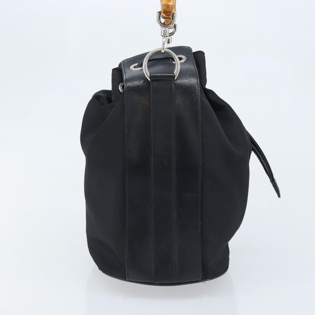 Gucci Vintage Bamboo Bucket Bag Nylon And Leather Black Nylon Handbag (Authentic Pre-Loved)