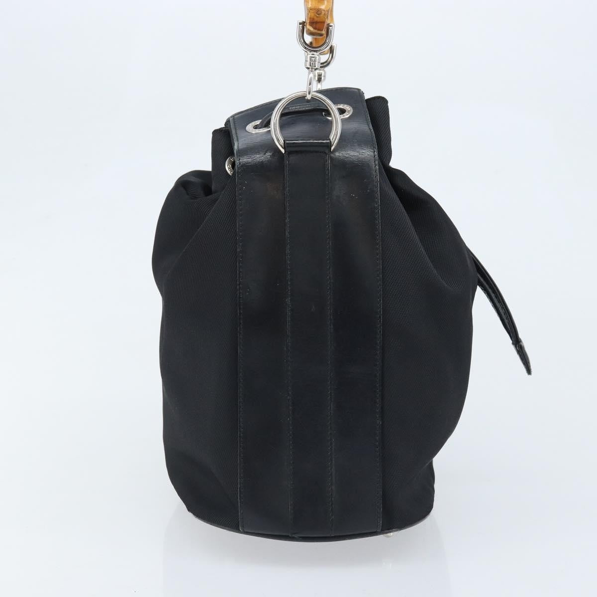Gucci Vintage Bamboo Bucket Bag Nylon And Leather Black Nylon Handbag (Authentic Pre-Loved)