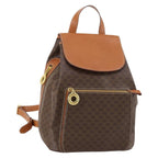 Celine Vintage Macadam Backpack Canvas And Leather Brown Canvas Backpack Bag (Authentic Pre-Loved)