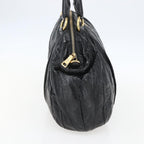 Prada Waves Hobo Leather And Tessuto Black Leather Handbag (Authentic Pre-Loved)