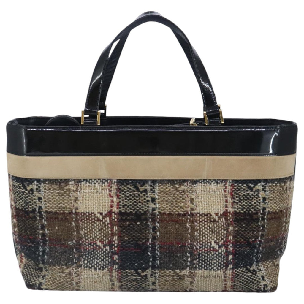 Burberry Nova Check Handbag Wool Beige Wool Handbag (Authentic Pre-Loved)