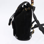 Gucci Vintage Bamboo Backpack Suede Black Suede Backpack Bag (Authentic Pre-Loved)