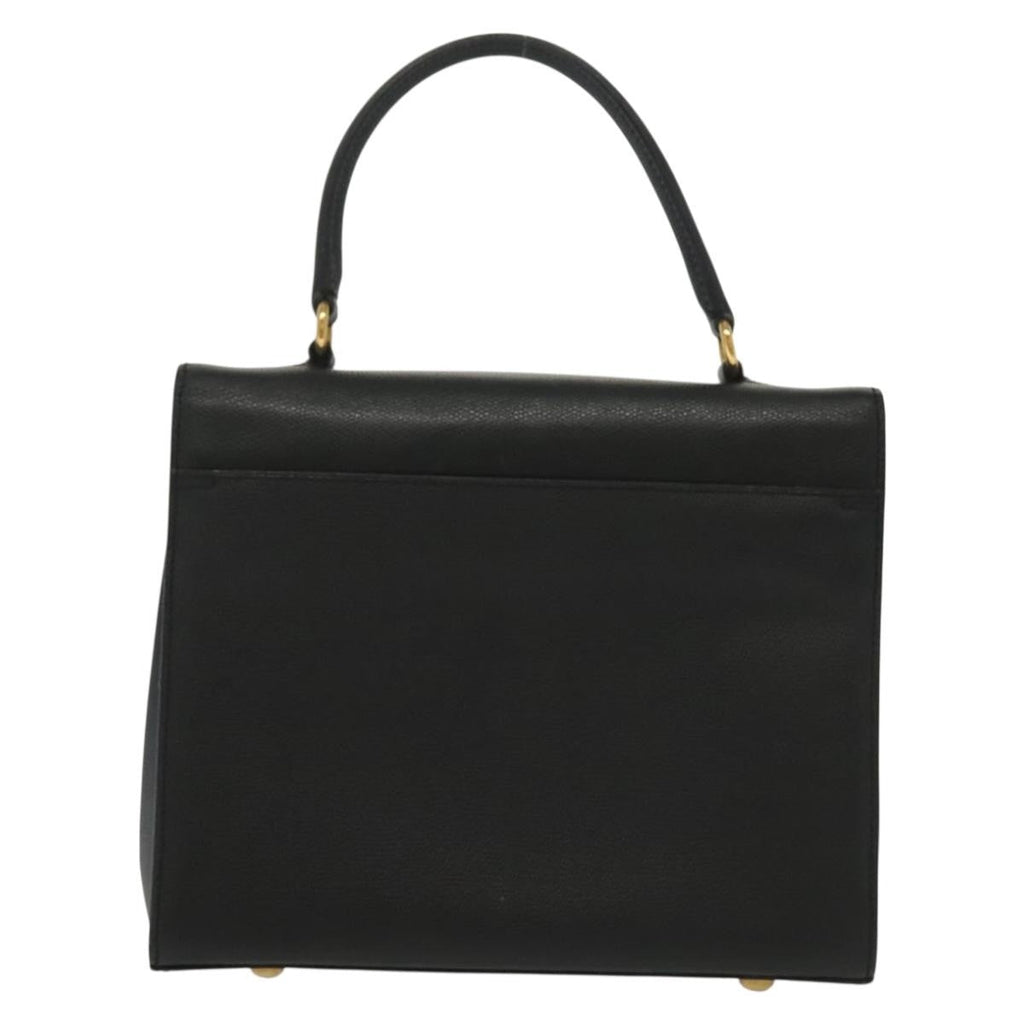 Celine Vintage Convertible Turnlock Top Handle Bag Leather Black Leather Bag (Authentic Pre-Loved)