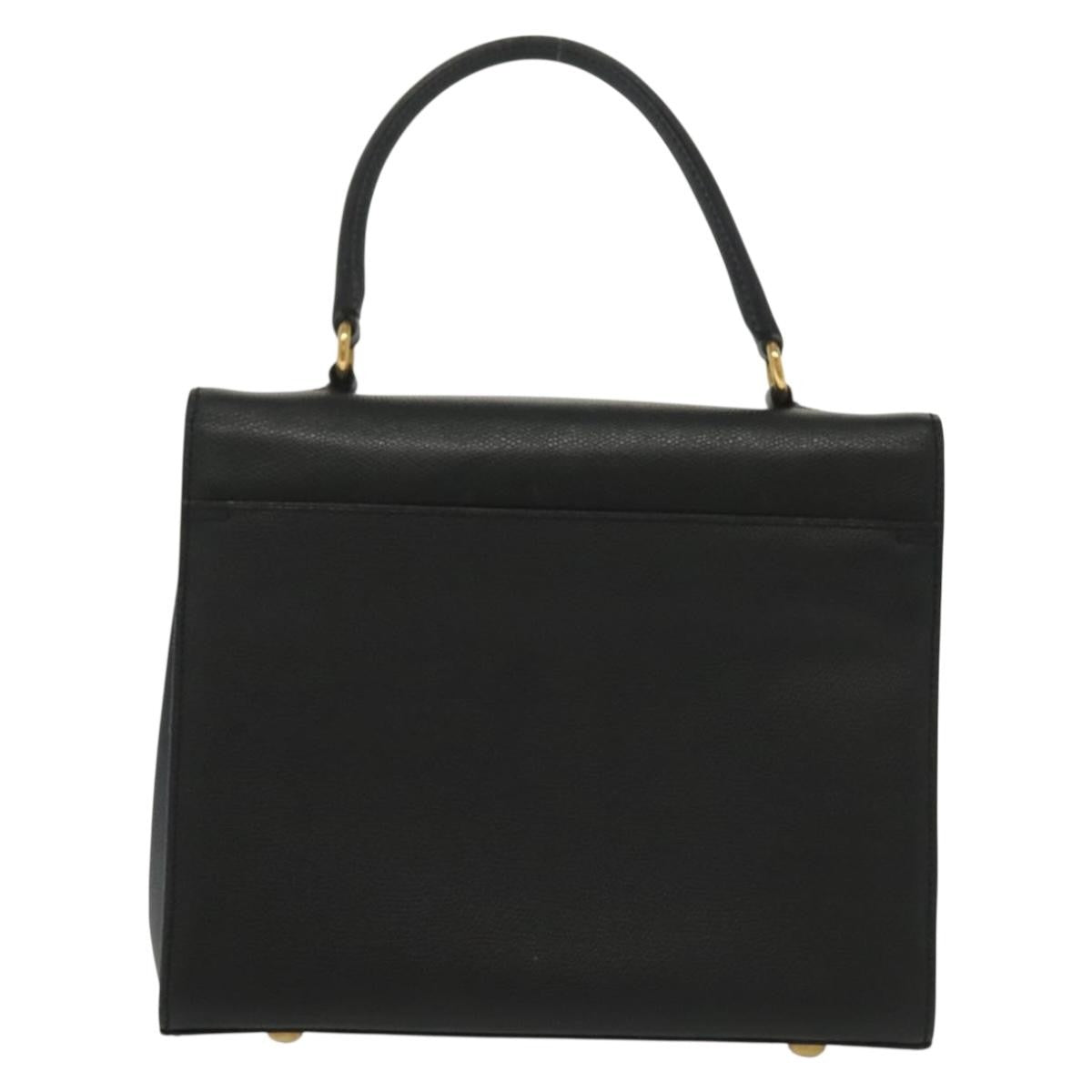 Celine Vintage Convertible Turnlock Top Handle Bag Leather Black Leather Bag (Authentic Pre-Loved)