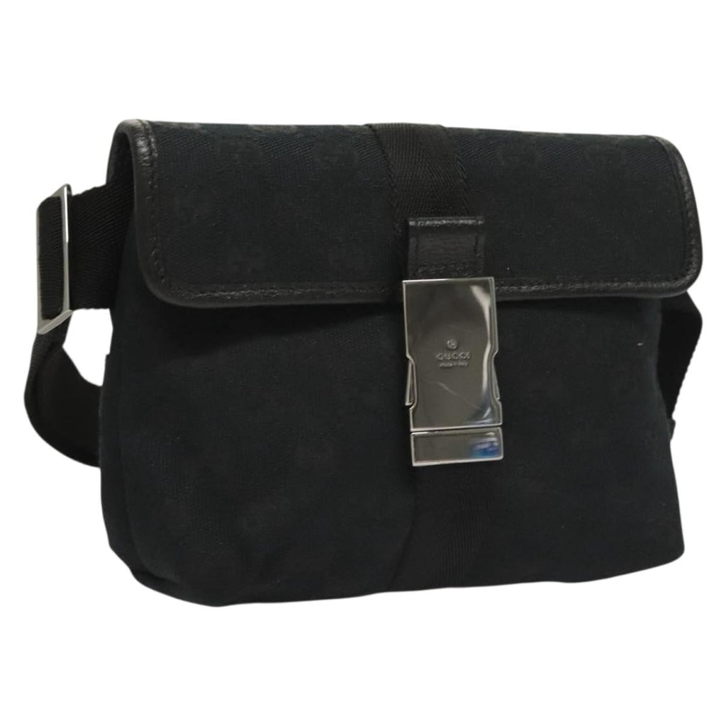Gucci Buckle Belt Bag Gg Canvas Black Canvas Bag (Authentic Pre-Loved)