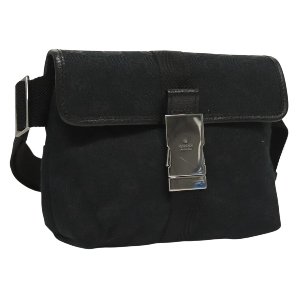Gucci Buckle Belt Bag Gg Canvas Black Canvas Bag (Authentic Pre-Loved)