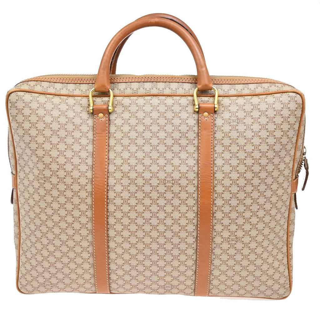 Celine Macadam Briefcase Canvas And Leather Brown Canvas Briefcase Bag (Authentic Pre-Loved)