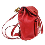 Gucci Vintage Bamboo Backpack Leather Red Leather Backpack Bag (Authentic Pre-Loved)