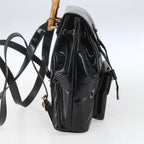 Gucci Vintage Bamboo Backpack Patent Black Patent_Leather Backpack Bag (Authentic Pre-Loved)