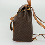 Celine Vintage Macadam Backpack Canvas And Leather Brown Pvc Backpack Bag (Authentic Pre-Loved)