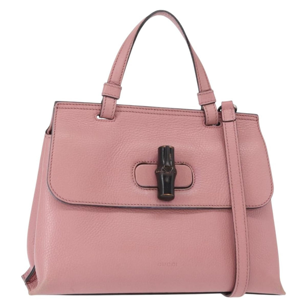 Gucci Bamboo Daily Top Handle Bag Leather Pink Leather Handbag (Authentic Pre-Loved)