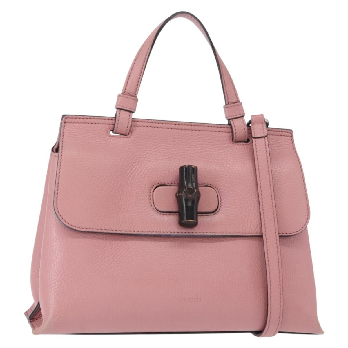 Gucci Bamboo Daily Top Handle Bag Leather Pink Leather Handbag (Authentic Pre-Loved)