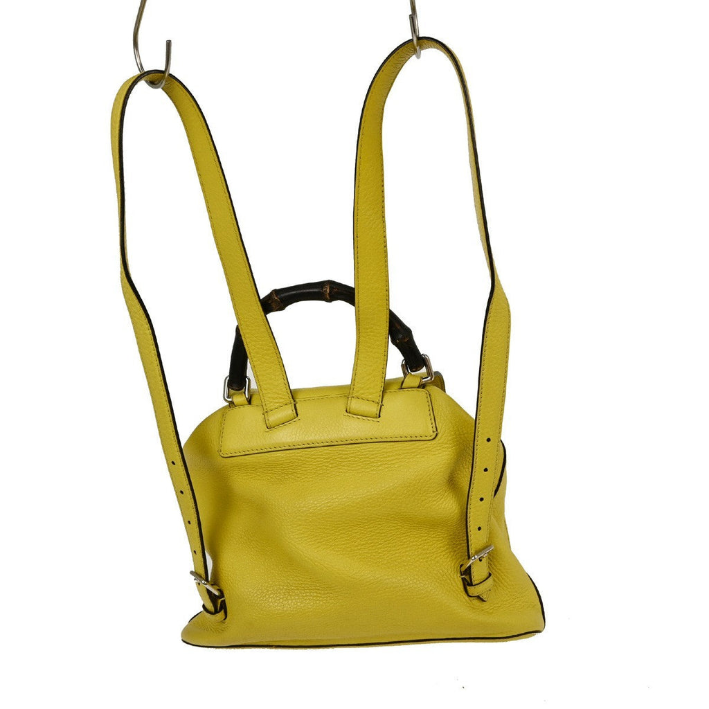 Gucci Bamboo Tassel Backpack Leather Yellow Leather Backpack Bag (Authentic Pre-Loved)