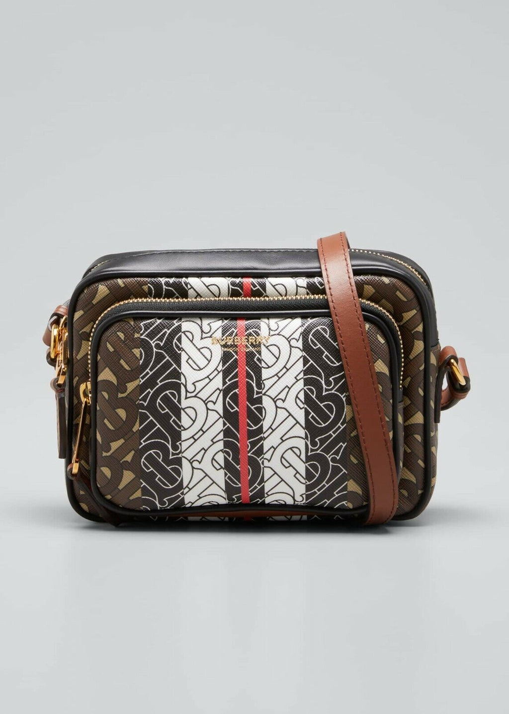 Burberry Small Handbag Black Brown Bridle Camera Zip Auth Leather Bag Italy NEW