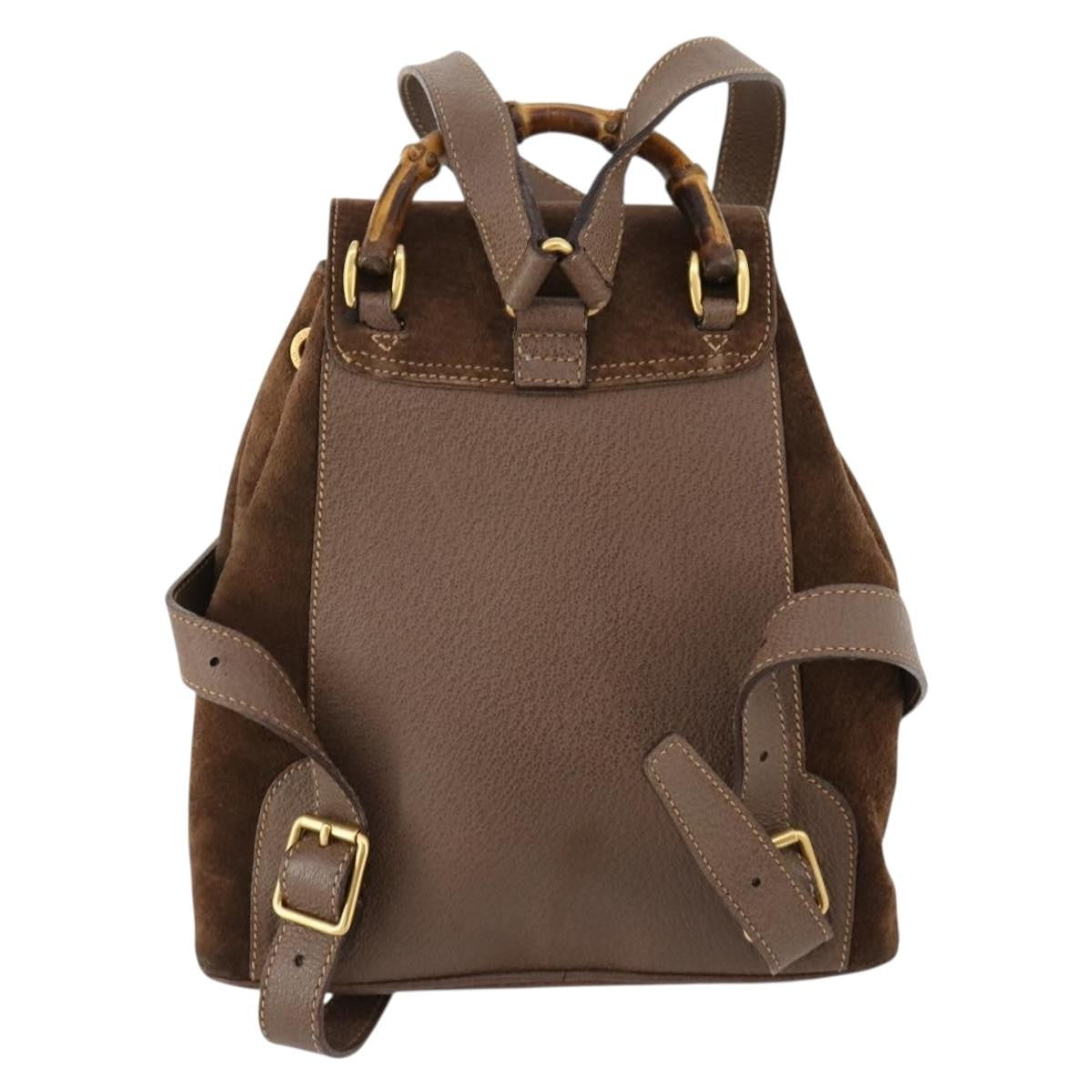 Gucci Gucci Bamboo Backpack Daim Brown Suede Backpack Bag (Authentic Pre-Loved)