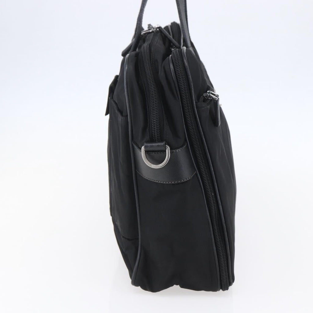 Prada Convertible Front Zip Briefcase Tessuto With Saffiano Leather Black Nylon Briefcase Bag (Authentic Pre-Loved)