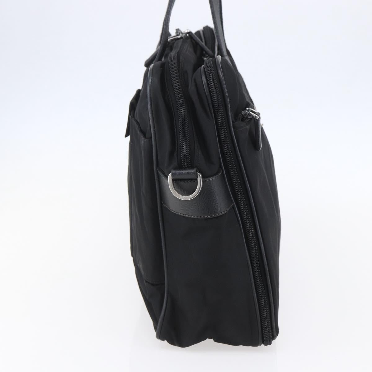 Prada Convertible Front Zip Briefcase Tessuto With Saffiano Leather Black Nylon Briefcase Bag (Authentic Pre-Loved)