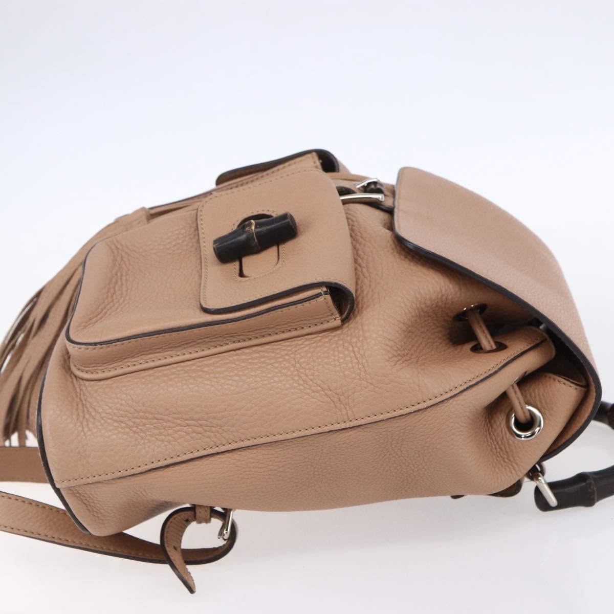 Gucci Vintage Bamboo Backpack Leather Beige Leather Backpack Bag (Authentic Pre-Loved)