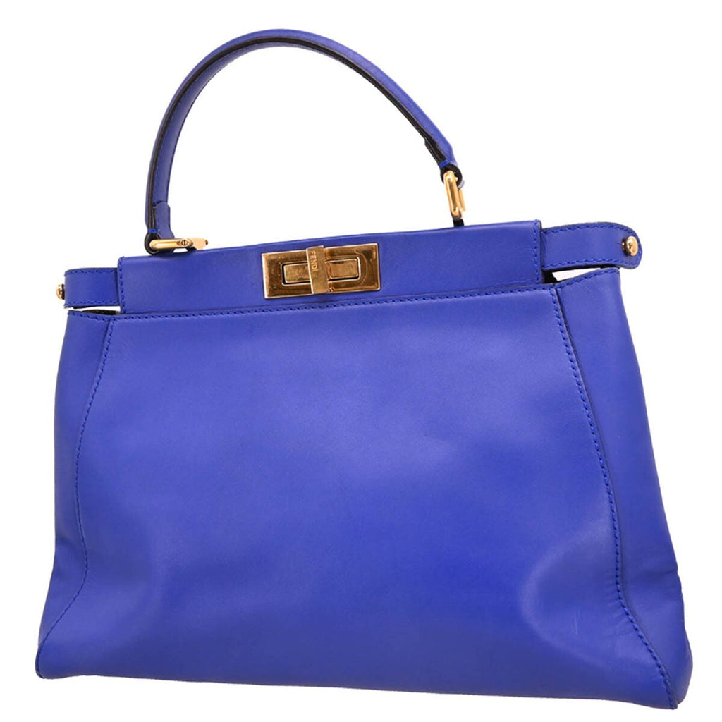 Fendi Peekaboo Bag Soft Leather Blue Leather Handbag (Authentic Pre-Loved)