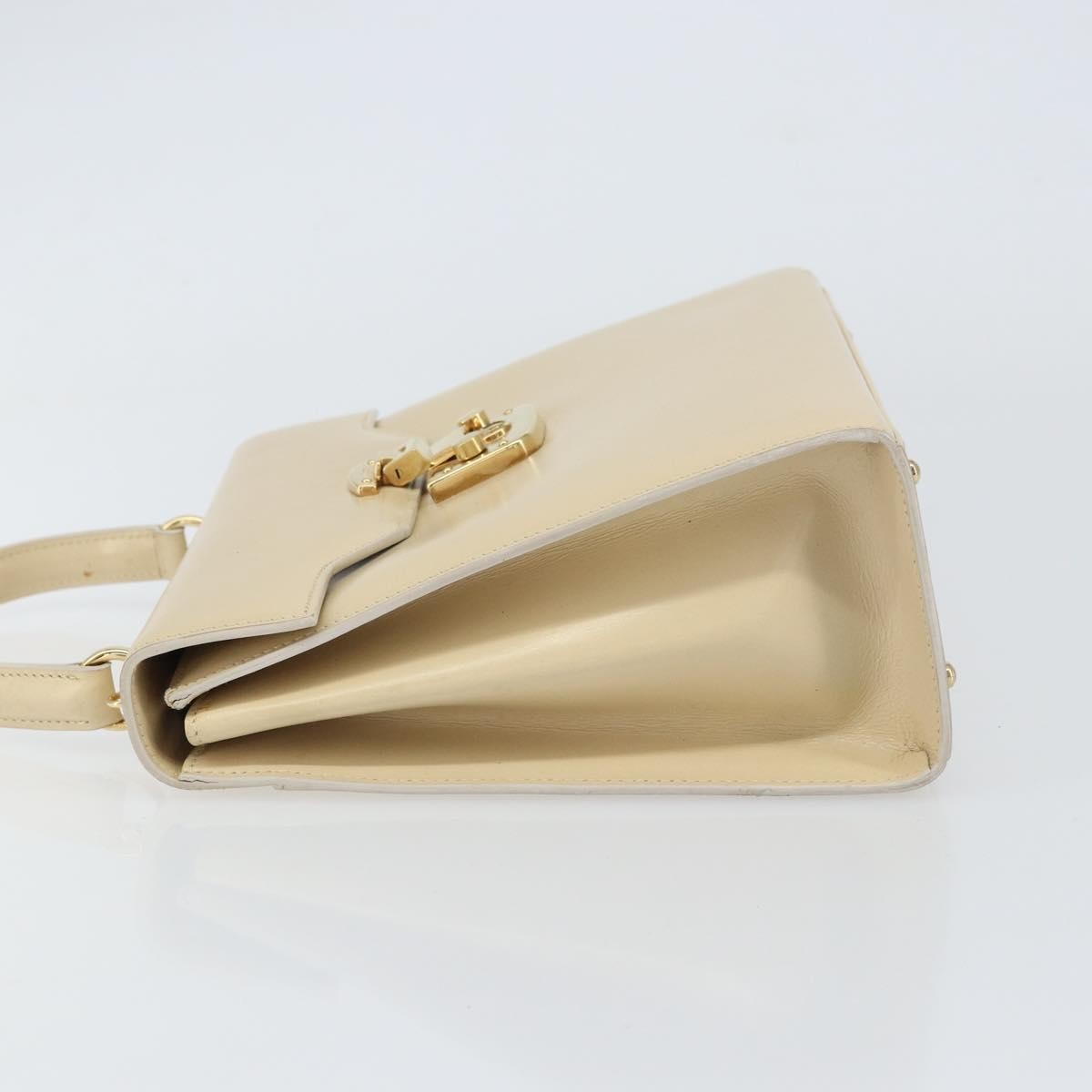 Gucci Vintage Lady Lock Top Handle Bag Leather Beige Leather Handbag (Authentic Pre-Loved)