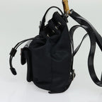 Gucci Vintage Bamboo Backpack Nylon And Patent Leather Black Nylon Backpack Bag (Authentic Pre-Loved)