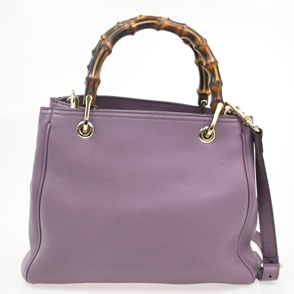 Gucci Bamboo Shopper Tote Leather Purple Leather Handbag (Authentic Pre-Loved)