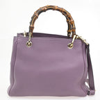 Gucci Bamboo Shopper Tote Leather Purple Leather Handbag (Authentic Pre-Loved)