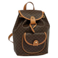 Celine Vintage Macadam Backpack Canvas And Leather Brown Pvc Backpack Bag (Authentic Pre-Loved)