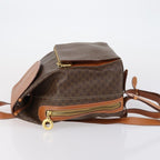 Celine Vintage Macadam Backpack Canvas And Leather Brown Canvas Backpack Bag (Authentic Pre-Loved)