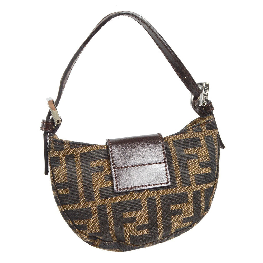 Fendi Vintage Croissant Bag Zucca Canvas Brown Canvas Handbag (Authentic Pre-Loved)