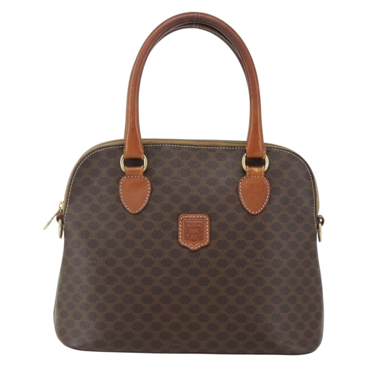 Celine Vintage Macadam Handbag Canvas And Leather Brown Canvas Handbag (Authentic Pre-Loved)