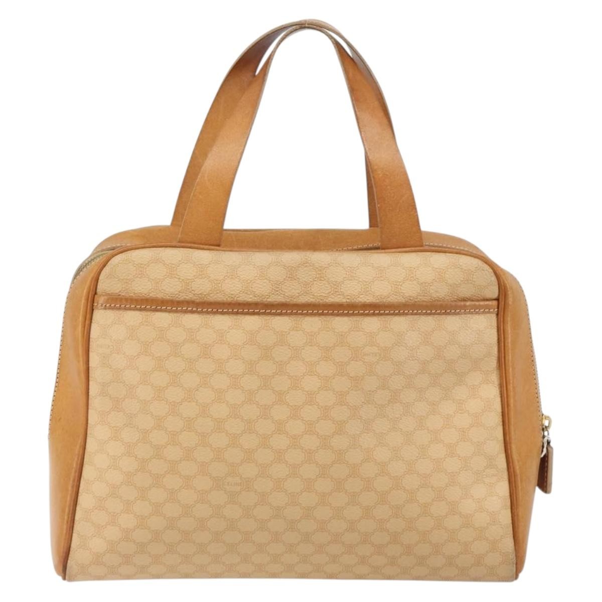Celine Vintage Macadam Handbag Canvas And Leather Beige Canvas Handbag (Authentic Pre-Loved)