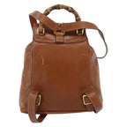 Gucci Vintage Bamboo Backpack Leather Brown Leather Backpack Bag (Authentic Pre-Loved)