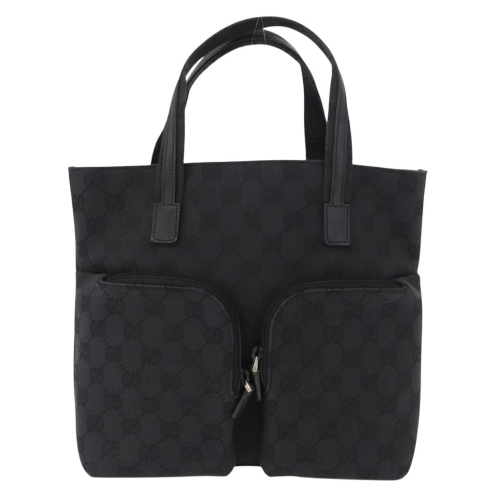 Gucci Double Pocket Tote Gg Canvas Black Canvas Handbag (Authentic Pre-Loved)