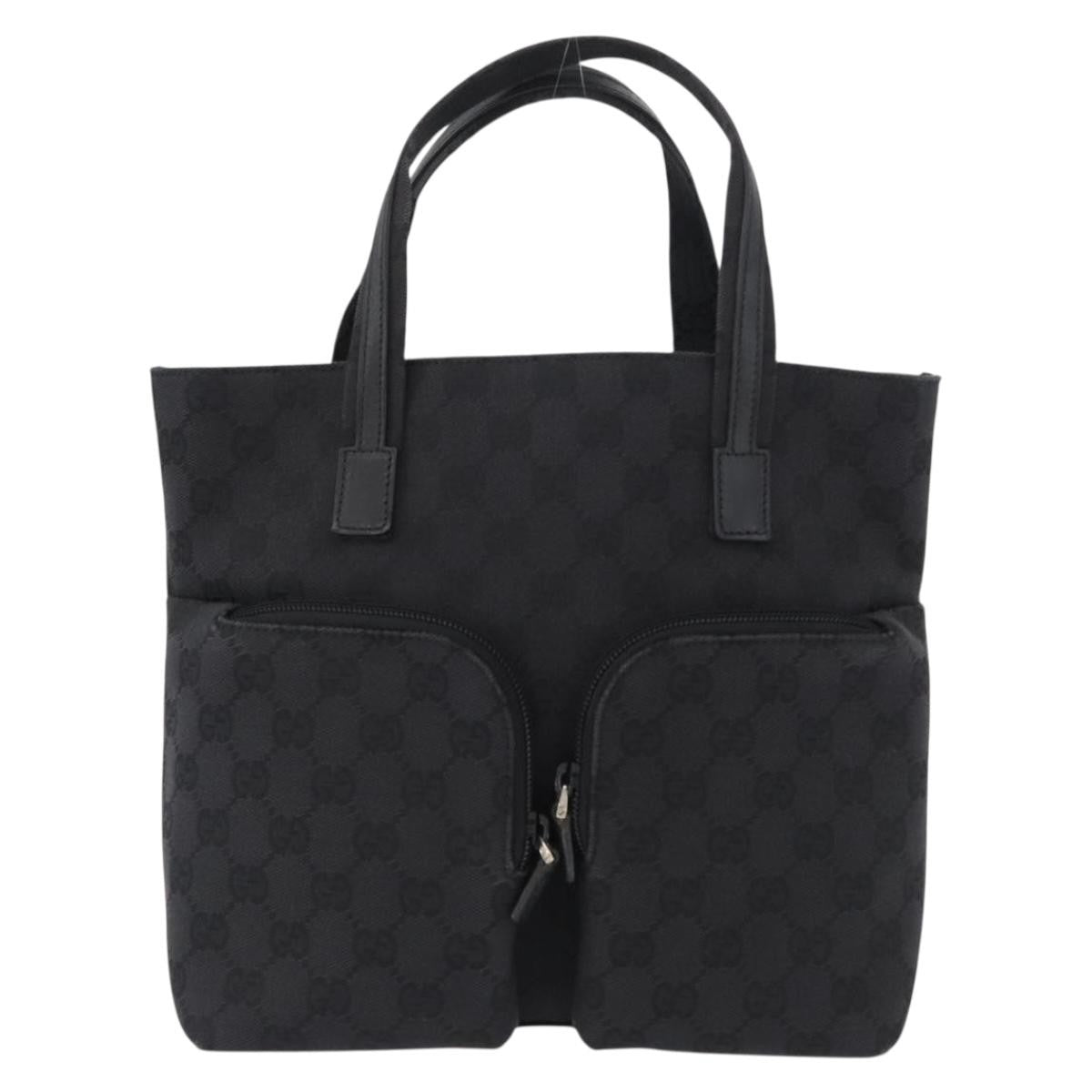 Gucci Double Pocket Tote Gg Canvas Black Canvas Handbag (Authentic Pre-Loved)