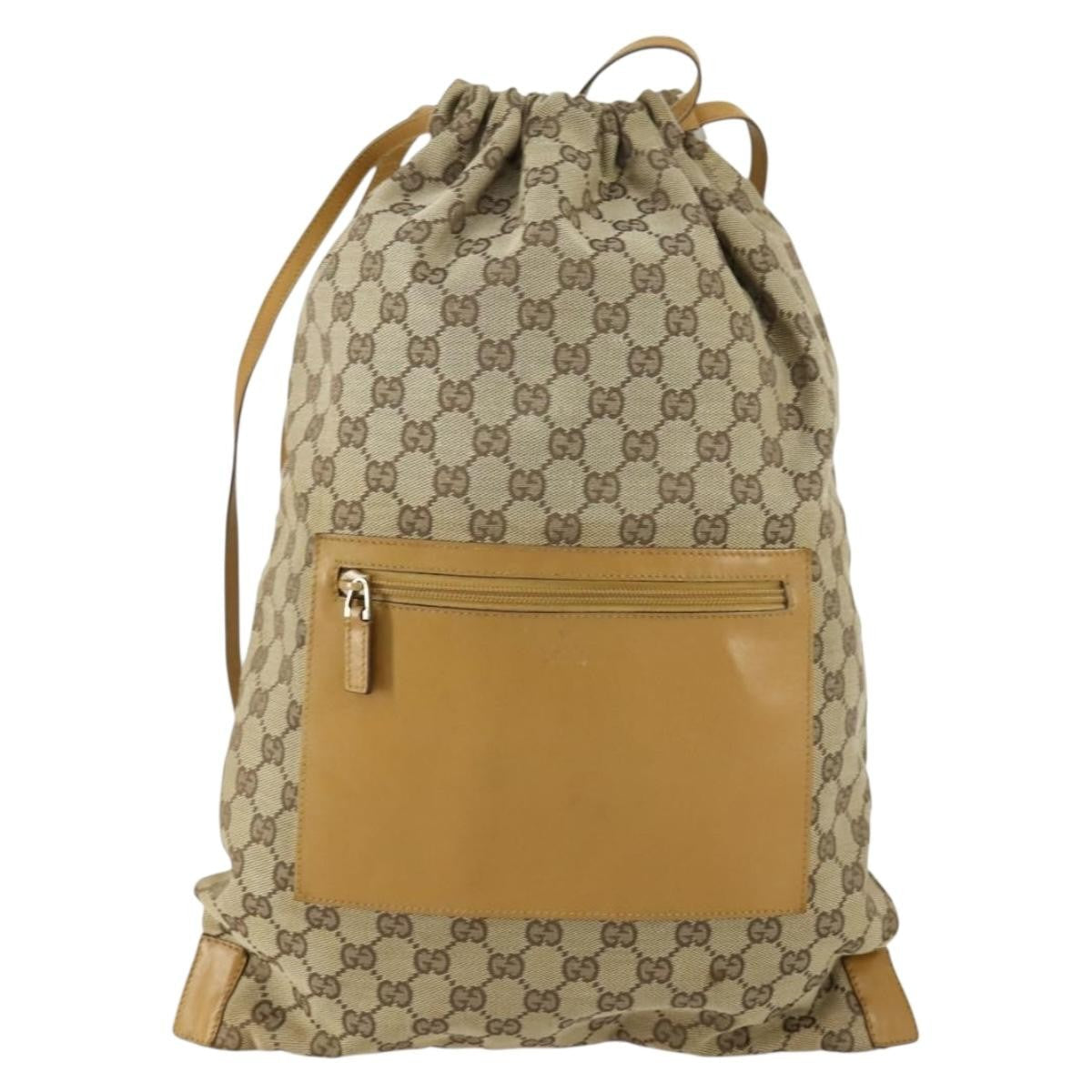 Gucci Drawstring Backpack Gg Canvas Beige Canvas Backpack Bag (Authentic Pre-Loved)