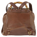 Gucci Vintage Bamboo Backpack Leather Brown Leather Backpack Bag (Authentic Pre-Loved)