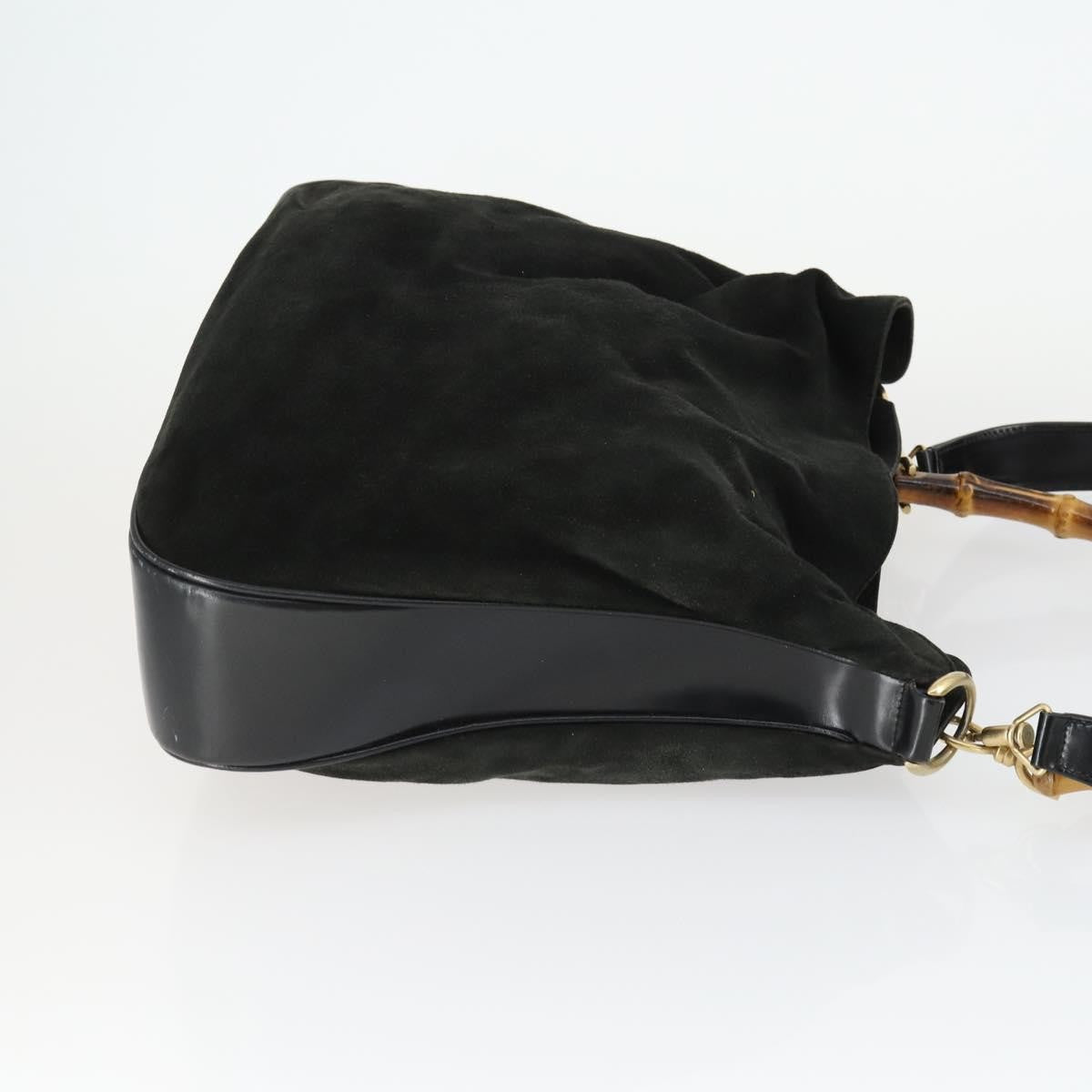 Gucci Vintage Bamboo Hobo Suede Black Suede Handbag (Authentic Pre-Loved)