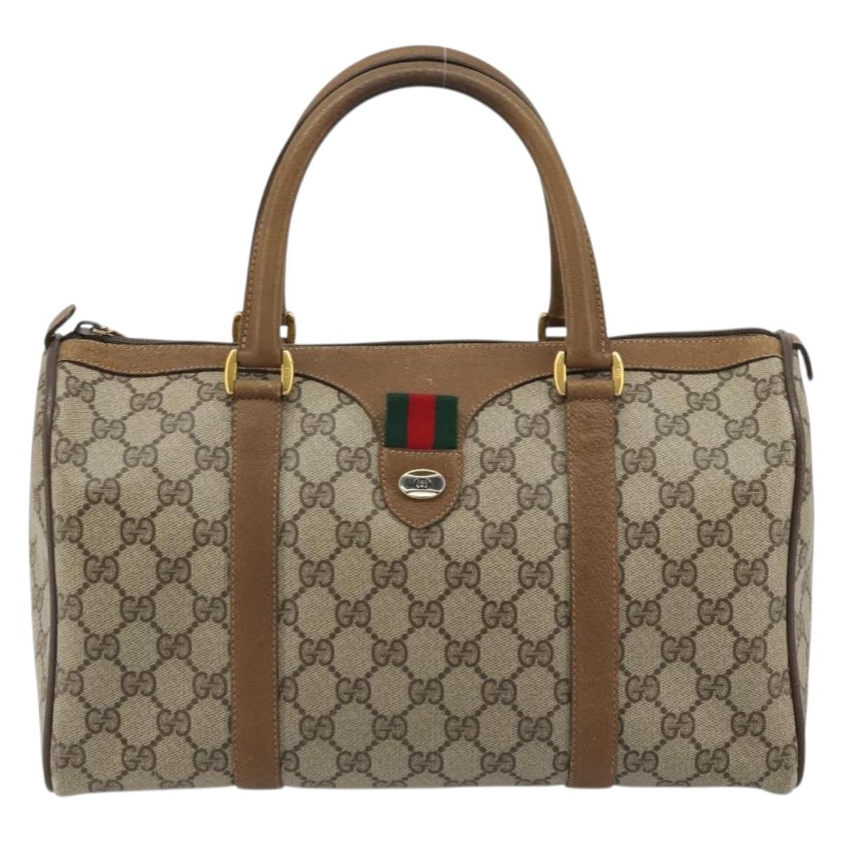 Gucci Vintage Web Sherry Line Handbag Micro Gg Canvas Beige Canvas Handbag (Authentic Pre-Loved)
