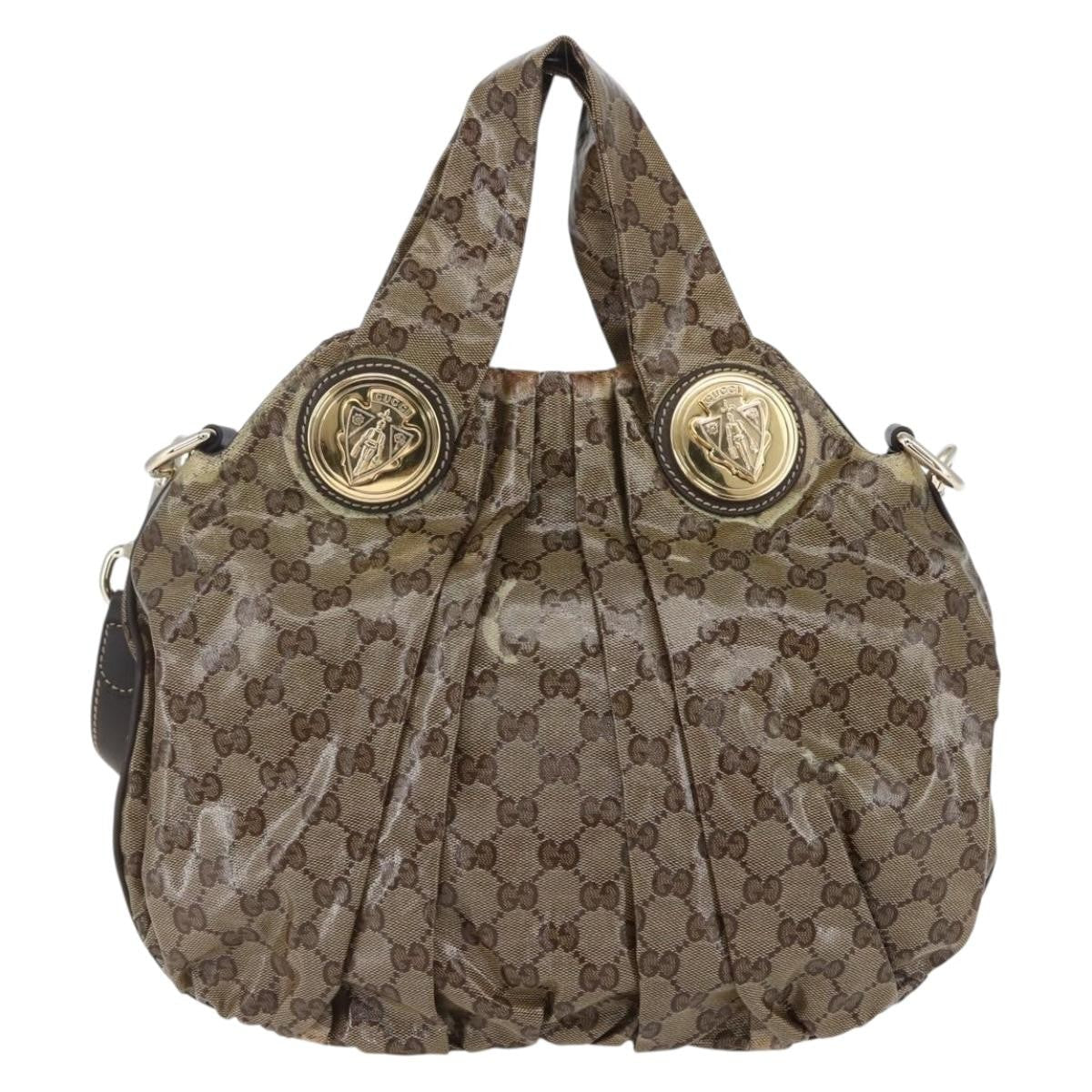Gucci Hysteria Convertible Top Handle Bag Gg Coated Canvas Beige Canvas Handbag (Authentic Pre-Loved)