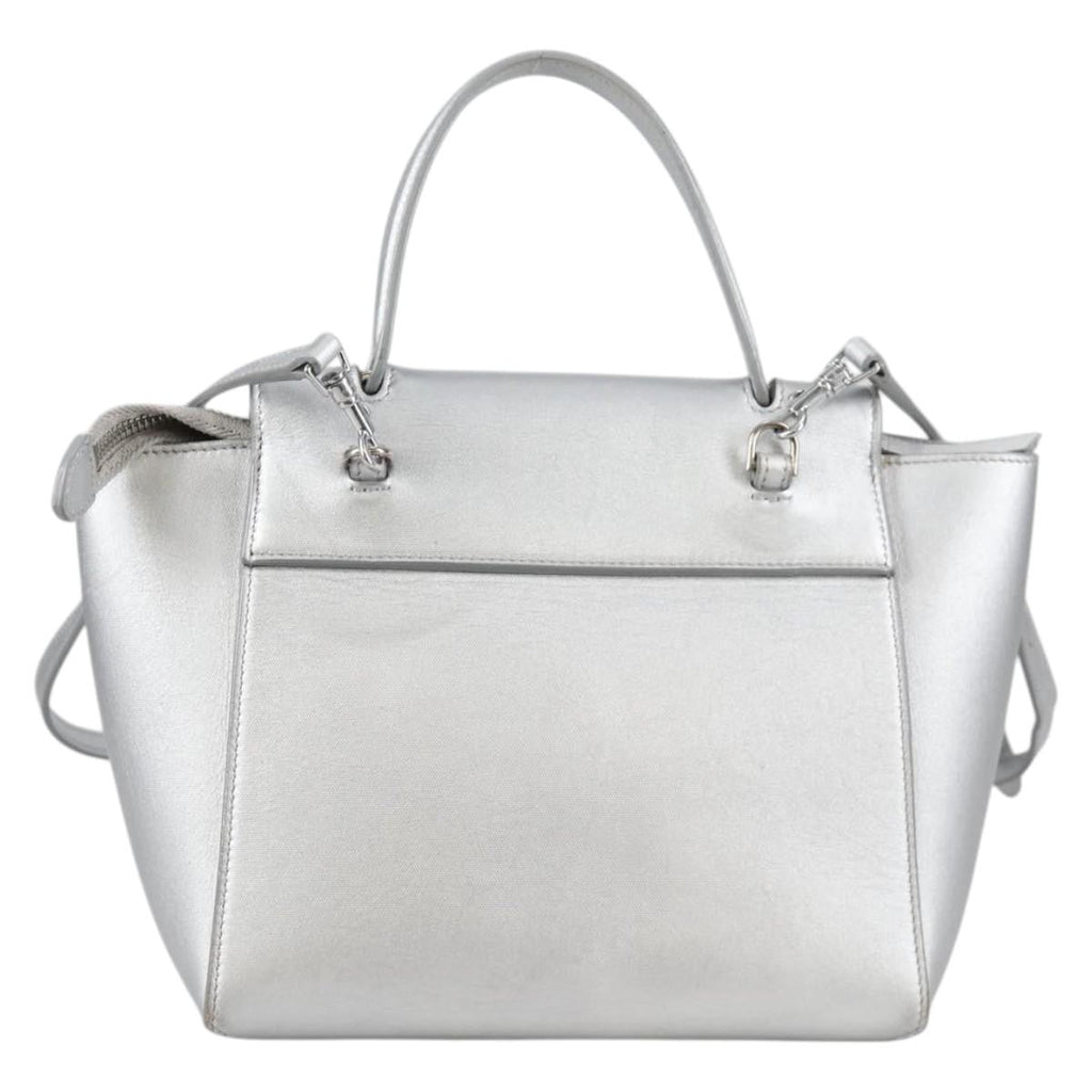 Celine Belt Bag Textured Leather Silver Leather Handbag (Authentic Pre-Loved)