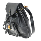 Gucci Vintage Bamboo Backpack Leather Black Leather Backpack Bag (Authentic Pre-Loved)