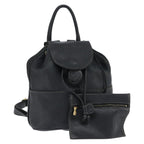 Fendi Logo Flap Drawstring Backpack Leather Black Leather Backpack Bag (Authentic Pre-Loved)