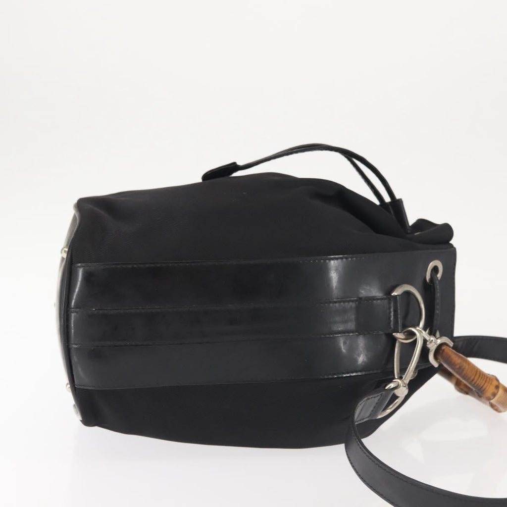 Gucci Vintage Bamboo Bucket Bag Nylon And Leather Black Nylon Bag (Authentic Pre-Loved)