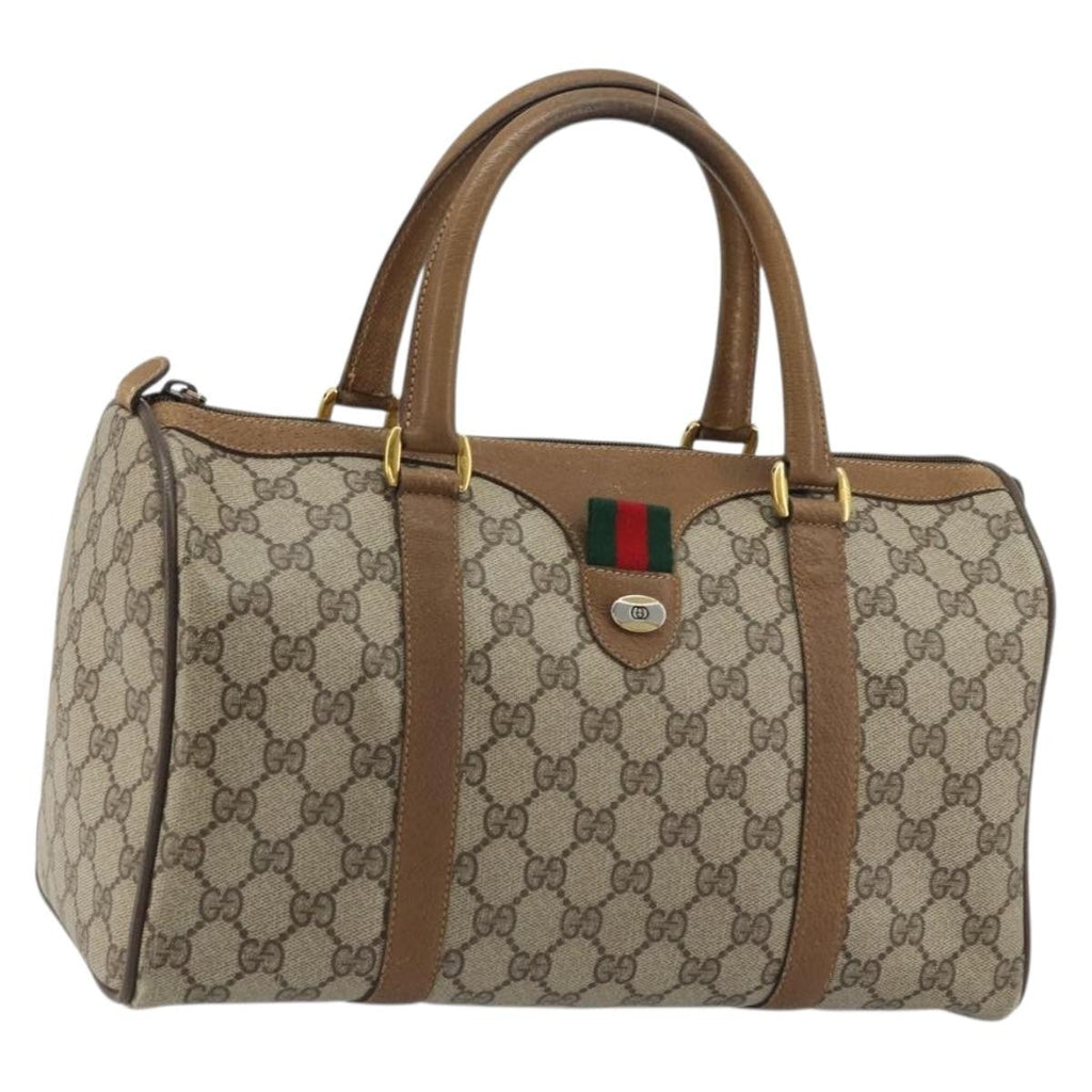 Gucci Vintage Web Sherry Line Handbag Micro Gg Canvas Beige Canvas Handbag (Authentic Pre-Loved)