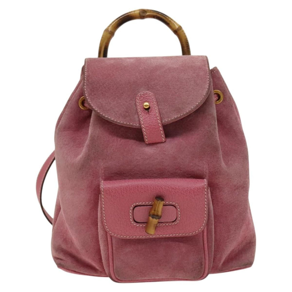 Gucci Gucci Bamboo Backpack Daim Pink Suede Backpack Bag (Authentic Pre-Loved)