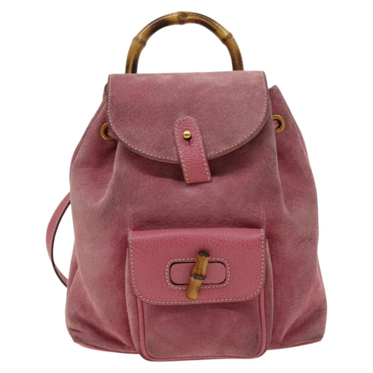 Gucci Gucci Bamboo Backpack Daim Pink Suede Backpack Bag (Authentic Pre-Loved)