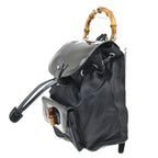 Gucci Vintage Bamboo Backpack Nylon And Patent Leather Black Nylon Backpack Bag (Authentic Pre-Loved)