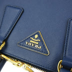 Prada Promenade Bag Saffiano Leather Blue Leather Handbag (Authentic Pre-Loved)